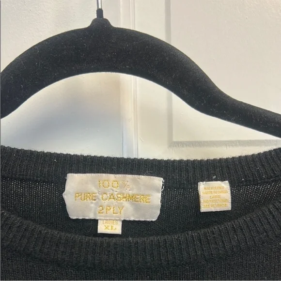 Pure Cashmere 2-Ply Women’s Black Neutral Pullover Sweater Size XL Luxury - Picture 4 of 6